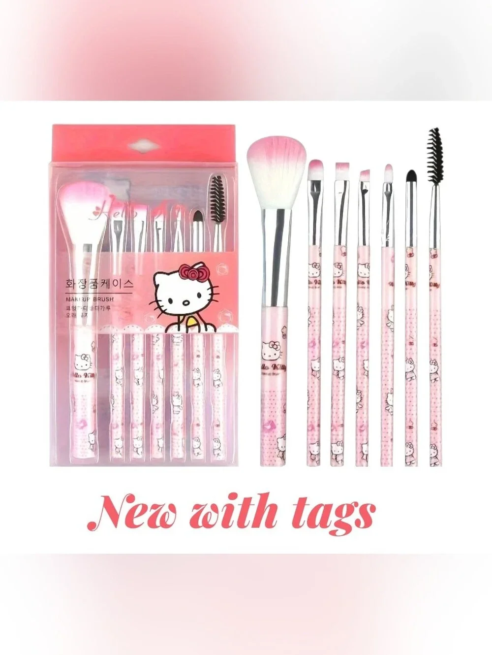 ⭐ Hold For Bree⭐Hello Kitty Pink and White 10-Piece Makeup Brush Set